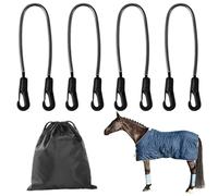 4PCS Horse Blanket Leg Straps 21-27 Inch, Elastic Blanket Straps with Double Ended Clips and Bag, Horse Supplies Accessories