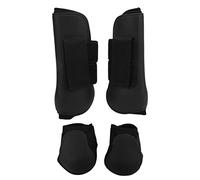 4Pcs Horse Leg Boots Front and Rear Leg Boots PU Horse Tendon Brace Guard with Cushioning Inner Pad (1 Set Black M)