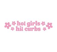 4PCS Hot Girls Hit Curbs Vinyl Sticker, Funny Motivational Decal for Car Multi-Use Sticker for Laptop, Women’s Auto Accessories Gift (Pink)