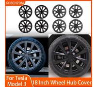 4PCS Hub Cap Performance Replacement Wheel Cap Automobile Full Rim Cover Accessories for Tesla Model 3 18 Inch Hubcap 2018-2023 Matte black