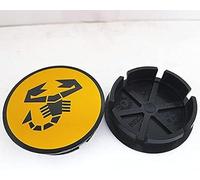4pcs Hubcaps Car Wheel Center Hub Caps for Abarth 50mm, Badges Cap Covers Replacement Part Sunscreen Waterproof Tyres Rims Styling Accessories,Yellow