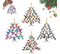 4PCS Hummingbird Christmas Ornament,Colorful Hummingbirds Tree Decor,Double Sided Stacked Hummingbird Ornament for Christmas,Winter Hummingbirds Home Decors,for Bird Lovers