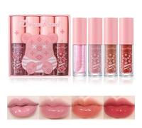 4Pcs Hydrating Lip Gloss Set, Moisturizing Tinted Lip oil Set/Long Lasting Lip Glow Balm Lip Care, Transparent Moisturizing No-Sticky Lip Gloss