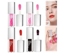 4Pcs Hydrating Lip Oil Lip Gloss Set, Light Sensitive Temperature Color Changing Lip Gloss, Long Lasting Plumping Lipgloss, Transparent Shiny Tinted Lip Oil, Liquid Lipstick for Women Girls