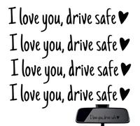 4Pcs I Love You Driving Safe Mirror Sticker,Drive Safe I Love You Rear/View Decal,Waterproof Car Stickers &Decals,Rea/rview Mirrors Stickers with Heart Christmas Valentines Day Gifts,Wide Uses(Black)