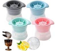 4Pcs Ice Ball Mould, 6cm(2.3inch) Ice Spheres Large Silicone Round Ice Cube Moulds, Easy to Pop Out Ice Ball Release for Chilled Beverages, Ice Ball Making for Whiskey, Cocktails, Juice Drinks