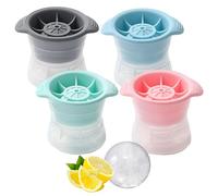 4Pcs Ice Ball Mould Set, Large Silicone Ice Cube Moulds, Effortless Ice Ball Release, Ice Spheres for Chilled Beverages, Perfect for Effortless Ice Ball Making for Whiskey, Cocktails, Juice Drinks