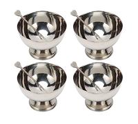 4Pcs Ice Cream Bowls, Stainless Steel Reusable Dessert Cups with 4Pcs Fork, Ice Cream Footed Bowls for Snack Candy Salad Fruit