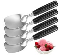 4Pcs Ice Cream Spade Stainless Steel Ice Cream Scoop Heavy Duty Flat Small Paddle with Non-Slip Handle for Hard or Creamy Icecream Treats, Bend Proof, Dishwasher Safe