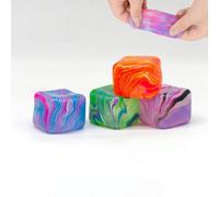 4PCS Ice Cube Stress Relief Fidget Toys, Squeeze Doh Cube Squishy Fidget Toys for Kids Adults stress cube, Sensory Stress Balls for Autism Anxiety Relief (Flowing pattern cube)