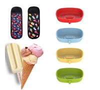 4Pcs Ice Pop Holders,2Pcs Ice Lolly Bags,Reusable Silicone Dripproof Popsicle Holder,Antifreezing Protective Cover,Drip Free Ice Cream Stand,Freeze Protector,For Kids Children Summer Party Home Gadget