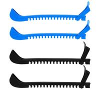 4pcs Ice Skate Guards Protective Covers for Hockey and Figure Skating | PVC Construction, Adjustable Fit, Black and Blue Set, for Adults