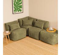 4Pcs Icon Noa, 1X Corner, 2X Recliner, 1X Slab, Jumbo Cord Sage Green