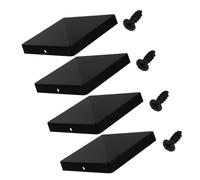 4pcs Inch Square Fence Post Cap with Pyramid Top for Wooden Decking | Black Plastic, Sloped Drainage Design, Easy Installation for Garden Posts, Porches and Yard Pathways