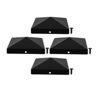 4pcs Inch Square Pyramid Fence Post Cap for Wooden Garden Posts | Black Plastic, UV Resistant Sloped Top with Screws, for Cedar Gates and Property Upgrades