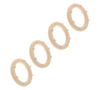 4pcs Inch Unfinished Wooden Hoops with Pre-drilled Holes | Natural Beige Wood, round Boho Craft Base, Smooth Splinter-free Surface, Supplied with Jump Rings for Garlands and Threads