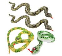 4pcs Inflatable False Snake, Large Inflatable Snakes for Pool, Realistic Inflatable Snake Python Blow Up Snakes for Pool Garden Birthday Party Halloween Decor (3 Styles)