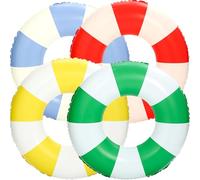 4Pcs Inflatable Pool Float for Adults 31 Inch Classic Striped Swim Rings Swimming Pool Tubes for Teens Summer Beach Themed Party (Multicolor-BPYG)