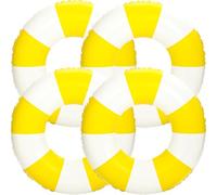 4Pcs Inflatable Pool Float for Adults 31 Inch Classic Striped Swim Rings Swimming Pool Tubes for Teens Summer Beach Themed Party (Yellow)