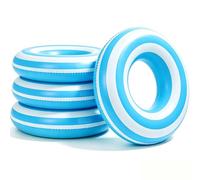4Pcs Inflatable Pool Float for Adults Classic Striped Swim Rings Swimming Pool Tubes for Teens Summer Beach Bachelorette Party (Blue)