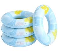 4PCS Inflatable Tube Pool Float Large Pool Float for Adults Inner Tube Swimming Pool Swim Rings Pool Lounger Float for Pool Party & Summer (Flower-Blue)