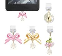 4Pcs Initial Charms for Kindle, Cute Letter Bow Dust Plug Charm Compatible with E-Reader, Phone, Ipad with Type C/USB C Charging Port-CP11-N