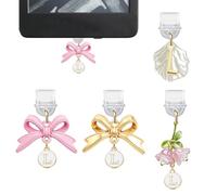 4Pcs Initial Charms for Kindle, Cute Letter Bow Dust Plug Charm Compatible with E-Reader, Phone, Ipad with Type C/USB C Charging Port-CP11-L