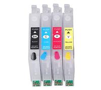 4Pcs Ink BK C M Y, Reusable Printer Ink with Permanent Chip, Performance Printing for Photos Documents, 4 Colors Inkjet with (T0561/T0562/T0563/T0564)