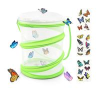 4pcs Insect Butterfly Habitat Cage Set, Small Portable Butterfly Bug Catcher Mesh Net with Butterfly Stickers, Insects Plant Cage for Kids Science(Green)