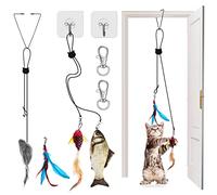 4pcs Interactive Cat Toy for Indoor Cats Kitten Toys Sets Mouse toy for Cats Feather Self Play Hanging Door Cat Toy Bouncing Fish for Exercising Eliminating Boredom