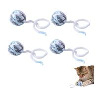 4PCS Interactive Cat Yarn Balls, Long Rope Design Kitten Toy, Bite-Resistant Woollen Play Balls, Durable Chase and Swat Pet Supplies, Engaging Indoor Cat Exercise Accessories (Blue)