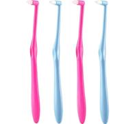 4PCS Interdental Brushes, Single Tufted Toothbrush for Braces Cleaning, Braces Toothbrush-Tooth Picks Floss Sticks for Wisdom, Gaps, Gumline and Hard to Reach Areas (Pink & Blue, 2 Each)