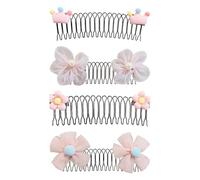 4Pcs Invisible Hair Comb Clips - Cute Cartoon Stretchable U-Shape Hair Holder, Flower Crowns HairClip, For Decorative Styling Women Girls Accessories, Strong Hold, For Bun, Bangs, Styling