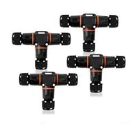 4Pcs IP68 Waterproof 3-Pin Connectors, T-Shape Junction Box Cable Connector, Waterproof Junction Box Outdoor Cable Connector For 3 Core Cable Connections(6-10mm)