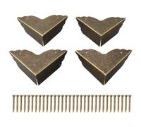 4PCS Iron Corner Guards for Boxes with Antique Decorative Design and Screw Mounts, Metal Protectors for Furniture Edges and Corners, Classic Style