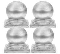 4pcs Iron Fence Post Cap Ball Cover for Metal Railings | Silver Finish, Smooth Edges, Paintable Surface, Suitable for Gate Posts, Home and Traffic Use