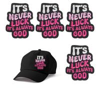 4Pcs Iron on Patches for Hats,Shimmeroo Embroidered Patches Iron on - Its Never Luck Its Always God,Fabric Patch for Clothing,Backpack,Hat