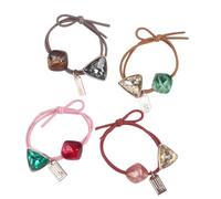 4pcs Irregular Bowknot Hair Ties Acrylic Rubber Elastic Ponytail Holder | Daily Wear, Adorable Design, Holds Hair in Place, Gem Accent, British Marketplace Random Color