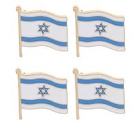 4pcs Israeli Flag Brooch Alloy Lapel Pin for Formal Wear and Jackets