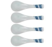 4pcs Japanese Ceramic Soup Spoon for Honey and Congee White | Classic Style, Polished Surface, Easy Cleanup, Restaurant Service, Home Cooks, Simple and Stylish