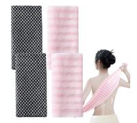4Pcs Japanese Exfoliating Shower Towel, Exfoliating Shower Towel, for Scrubbing and Removing Dead Skin, for Men and Women (Black + Pink)