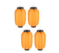 4pcs Japanese Hanging Lanterns Orange Traditional Fabric Iron Wire Abs
