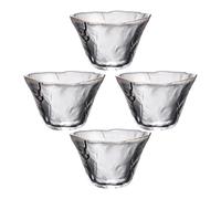 4pcs Japanese Tea Cup Glass Sake Serving 70ml Gold Rim Heat Resistant | Thickened Glass, Minimalist Zen Design, Small Portions for Milk, Liqueurs, Restaurant Service and Entertaining