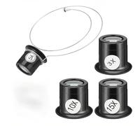 4pcs Jewelers Loupe Headband Set, 3X 5X 10X 15X Interchangeable Magnifiers, Hands-Free Eye Loop for Watch Repair, Jewelry & Coin Inspection