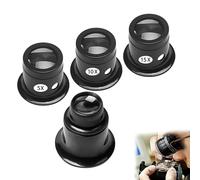 4Pcs Jewellers Loupe Black Jewelers Eyeglass Watchmakers Magnifying Glass Compact Loupes Magnifier Glass Eye for Watch Gems Diamond Rocks Stamps (5x 10x 15x 20x) Eye Loupe