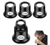 4PCS Jewellers Loupe Eye Loupe Magnifier Jewellers Loop Jewellers Magnifying Glass Watchmakers Eye Glass Professional Monocular Loupe Magnifie Watch Jewelry Experimental Repair Tool(5x 10x 15x 20x)