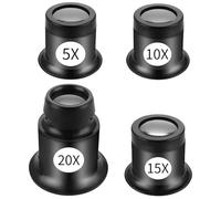4Pcs Jewellers Loupe,Jewellers Magnifying Glass,Loupe Magnifier,Jewellers Loop Magnifying Glass,jewelers loupes Watchmakers Eye Glass Professional Monocular(5x 10x 15x 20x)