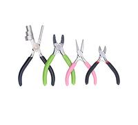 4Pcs Jewelry Pliers Kit, High Carbon Steel Pliers, Soft Rubber Grip, Diagonal Bail Making Tools with Leaf Spring, for Jewelry Beading Crafts, Precise Cutting Winding