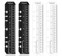 4PCS Journal Ruler,Ymapinc Book Marker Clear Notebook Ruler with Holes for Binder Measuring Tool for A5 Size 6-Ring Binder Notebook, Black, Transparent 8.7 * 1.8Inch