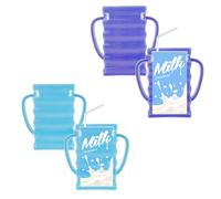 4pcs Juice Box Holder Reusable Plastic No Squeeze Milk Bag Holder Portable Squeeze Proof Baby Food Pouch Holder for Toddlers Kids Boys Girls No Spill(Blue+Purple)